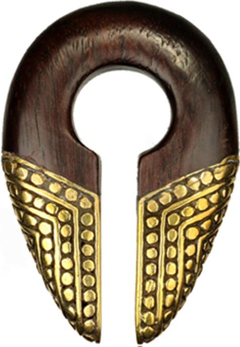 Actual product image Star Piercing Ohrgewicht Schlüsselloch vergoldet zwei Enden mit Arang Holz (Organic, Brass)