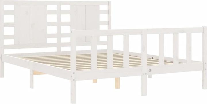 Actual product image VidaXL Massivholzbett mit Kopfteil Weiss 5FT King Size (150 x 200 cm)