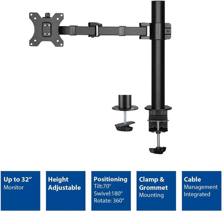 Image du produit Support de bureau pour écran, 1 écran jusqu'à 32 pouces et 12 kg (Tables, 32")