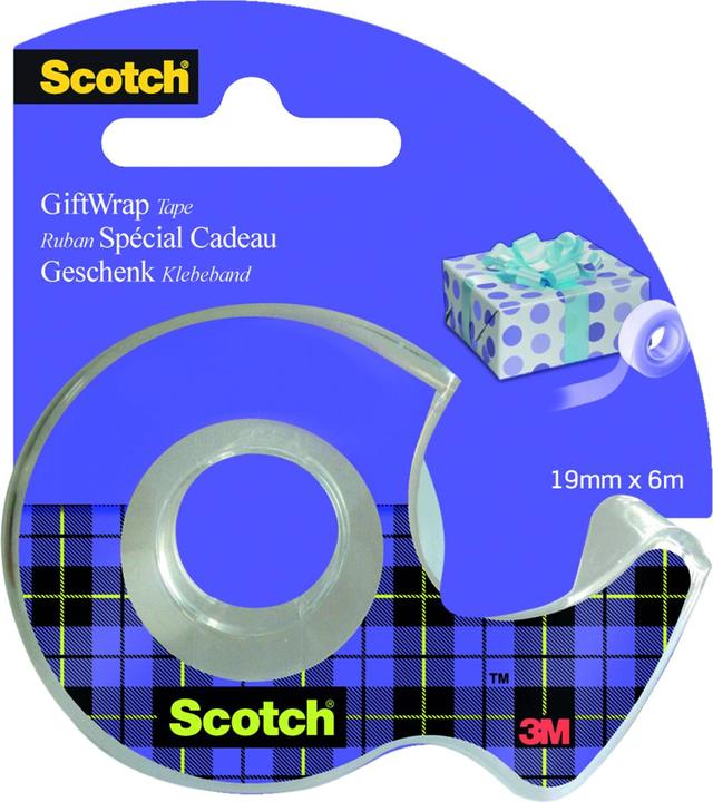 Actual product image Scotch Wrapping paper tape, invisible, for wrapping, on dispenser, 19 mm x 6 m (23 mm)