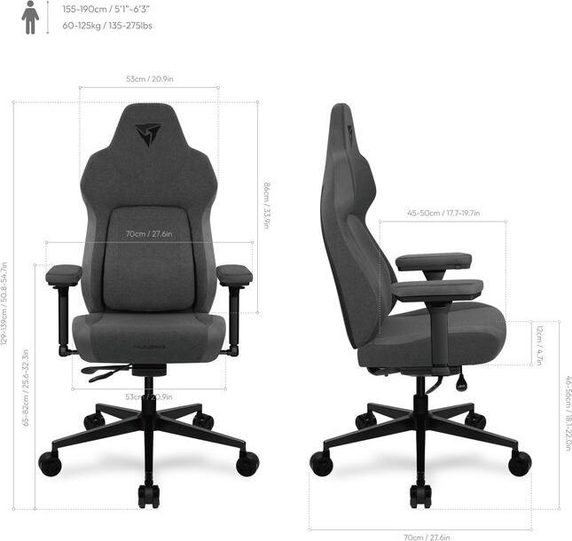 Thunder X3 ThunderX3 CORE Smart Ergonomischer Gaming Stuhl - Loft Grey