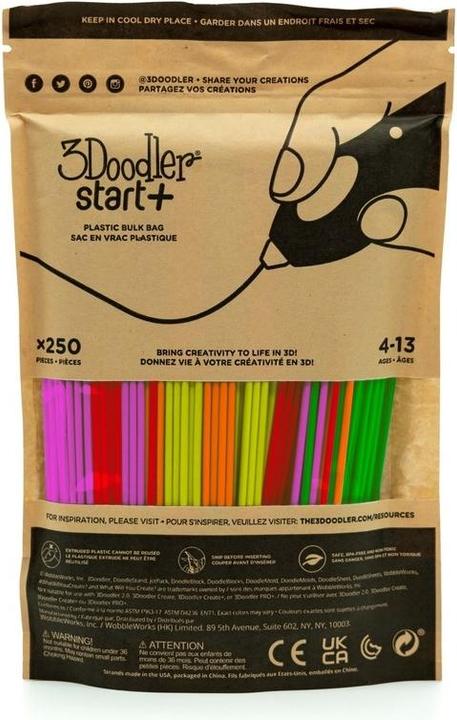 Actual product image 3Doodler Filament Start+ 250 neon red neon orange neon green neon yellow neon pink/ / Neon Compostable (1 g, Multicoloured)