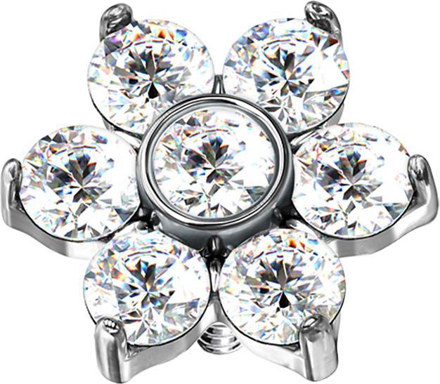 Produktbild Star Piercing Dermal Anchor Blume Kristall silber (ohne Messing, Chirurgenstahl 316L)