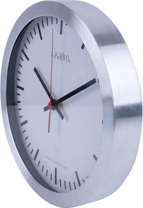 Produktbild Casativo Funk-Wanduhr mit Quarz-Uhrwerk & Aluminiumgehäuse, Ø 25cm (25 cm)