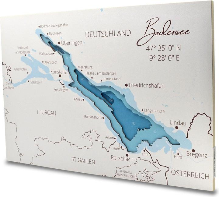 Actual product image Enjoy The Wood Lake Constance - Sea Chart made of Wood (30 x 45 cm)