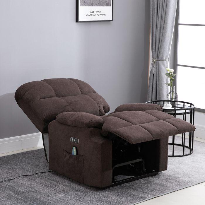 Actual product image Swisshandel24 Massagesessel mit Aufstehhilfe, Wärme, USB-Fernbedienung, Braun 83x95x105cm
