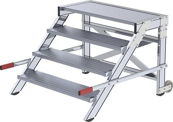 Produktbild Munk Arbeitspodest fahrbar, Stufenbreite 1000 mm, Aluminium geriffelt 2 Stufen (Gerüst, 88.50 cm)