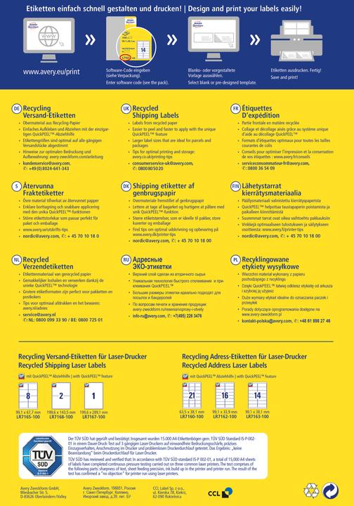 Image du produit Avery Recyclage des étiquettes d'expédition