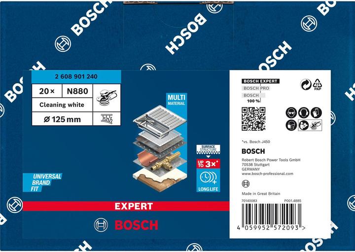 Immagine prodotto Bosch Professional Zubehör EXPERT N880 disco in vello per levigatrice rotorbitale, 125 mm, pulizia (senza cereali)