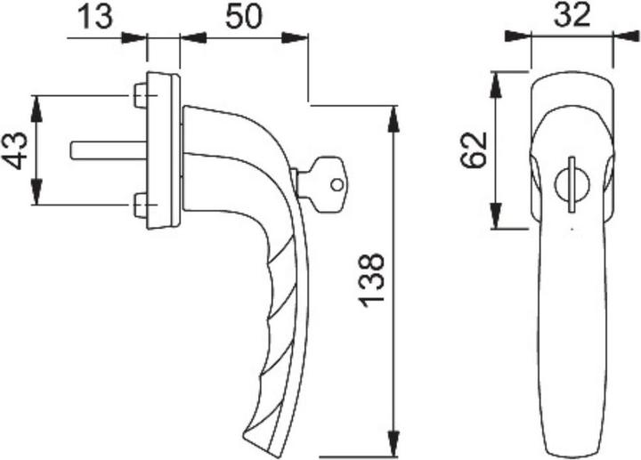 Produktbild Hoppe Fenstergriff New York 0810SVS/U10 Aluminium F9016 / verkehrsweiss 35 mm abschliessbar