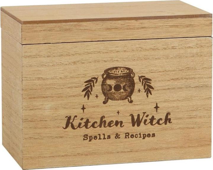 Image du produit Something Different Boîte de recettes Kitchen Witch en bois