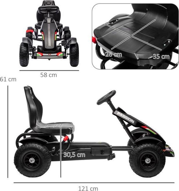 Immagine prodotto Swisshandel24 Go-kart, auto a pedali, auto a pedali con freno a mano, veicolo per bambini con sedile regolabile