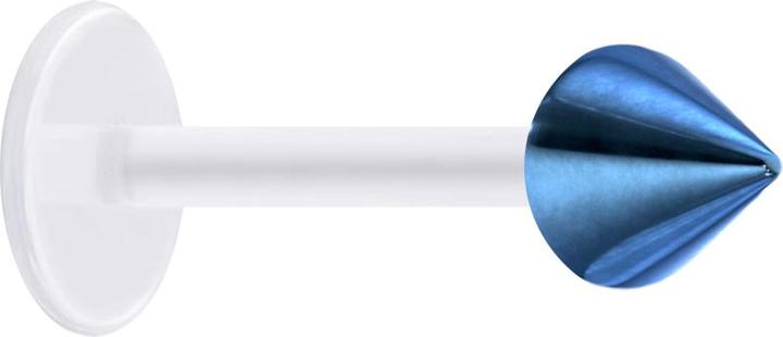 Produktbild Star Piercing Micro Labret transparent mit Cone dunkelblau (Chirurgenstahl 316L, ohne Messing, Bioflex)