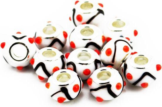 Produktbild Hermex Glas Bead versilbert 925 - Silbrig Weiss (Glas, Silberlegierung)