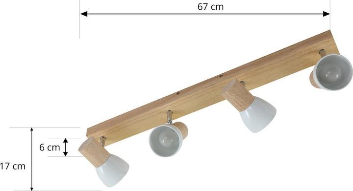 Image du produit Lindby Plafonnier en bois Thorin, quatre flammes (E14)