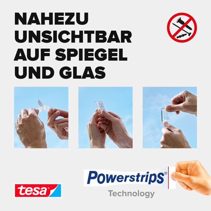 Actual product image tesa Powerstrips für Glas, transparente Klebestreifen
