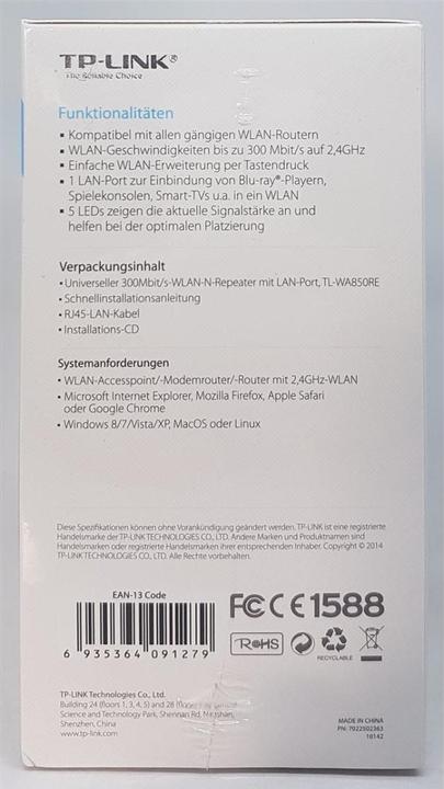 Produktbild TP-Link Tl-Wa850re (300 Mbit/s)