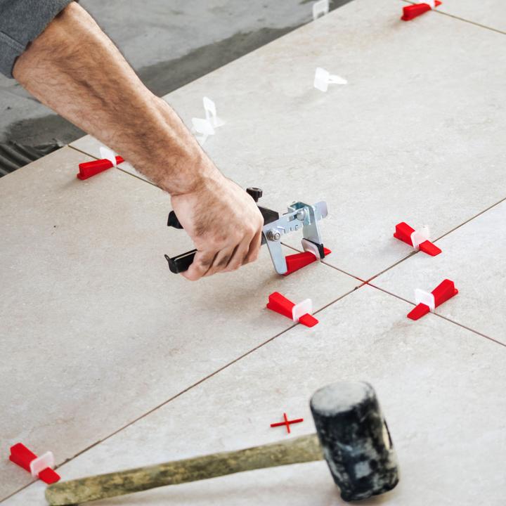 Produktbild XPOtool Fliesen Nivelliersystem Set 100 Laschen 2,5mm Nivellierzange Boden Wand