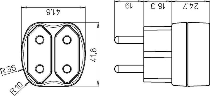 Actual product image Kopp TRAVEL-STAR 2-fold adapter EURO-KOPP (CEE 7/3, 2 x)