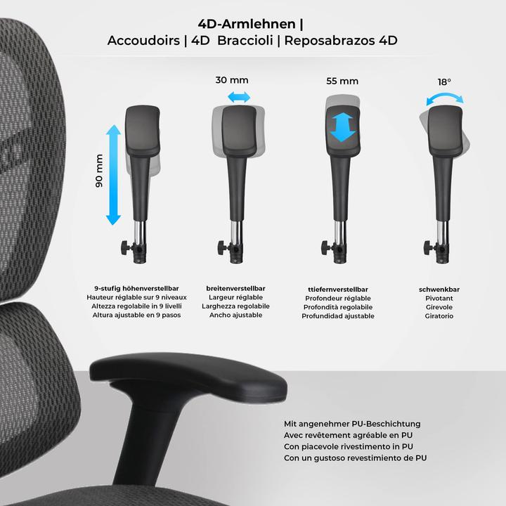 Actual product image CLP Office chair Norfolk Ergonomic, grey