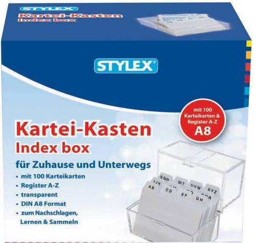 Produktbild Stylex Karteikasten A8 glasklar inkl 100 Karteikarten