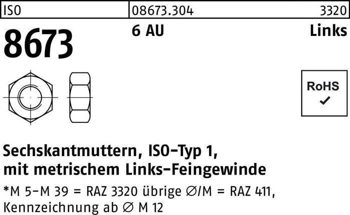 Immagine prodotto Dado esagonale ISO 8673 sinistro M 18 x 1,5 6 Acciaio da taglio libero (M18)
