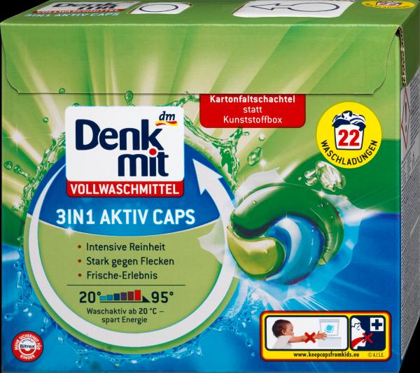 Immagine prodotto dm Denkmit Detergente per uso intensivo 3in1 Active Caps (22 Cicli di lavaggio, Lavare i baccelli)