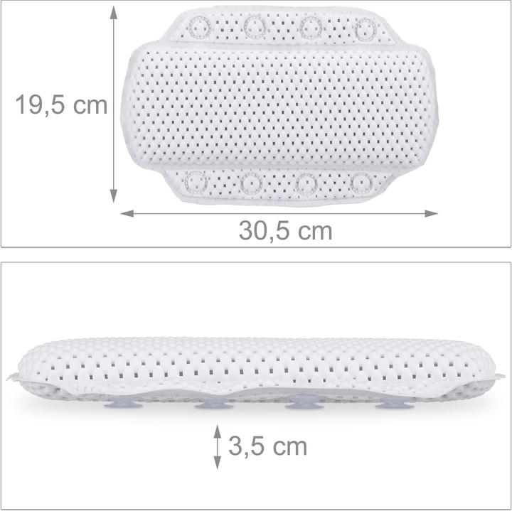 Actual product image Relaxdays Bath Pillow, Bathing Cushion With Suction Cups (30.5 x 3.5 x 19.5 cm)