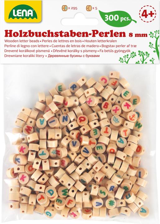 Actual product image Simm Lena wooden letters 10mm 300 beads natural coloured