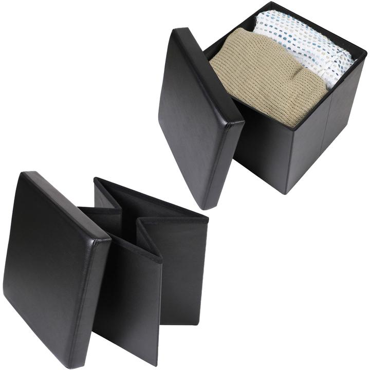 Produktbild Urban Living Faltbarer Sitzhocker mit Stauraum, schwarz, Kunstleder