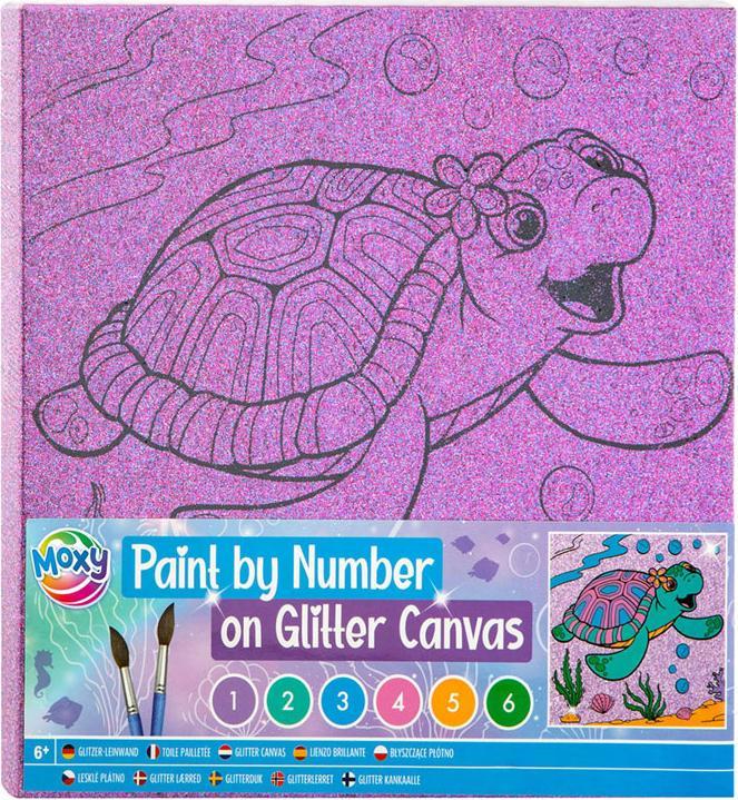 Grafix Paint by numbers glitter canvas, 9 pieces.