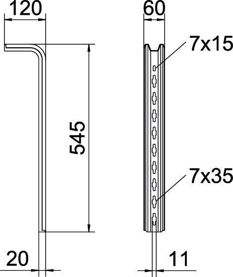 Actual product image OBO Bettermann OBO TPS 545 FT TP suspension rod 545mm St FT
