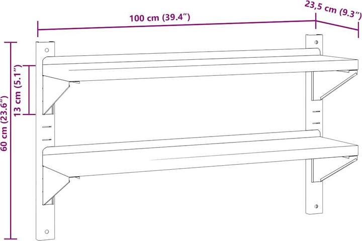 Produktbild VidaXL Wandregal (23.5 x 100 x 60 cm)