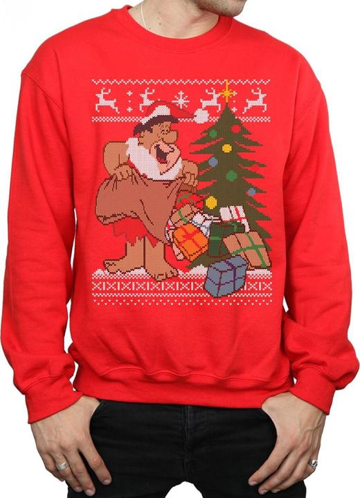 Actual product image The Flintstones Mens Christmas Fair Isle Sweatshirt (XXL)