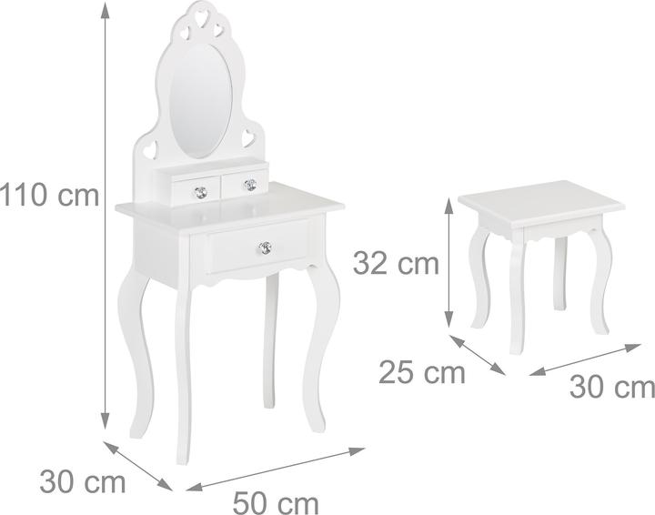 Immagine prodotto Relaxdays Tavolino da toilette per bambini (50 x 30 x 110 cm)