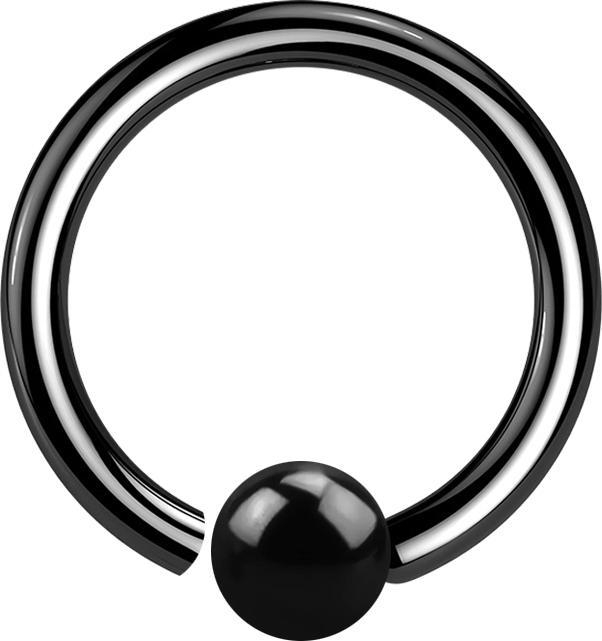 Produktbild Star Piercing Micro Closure Ring schwarz mit Kugel einseitig fixiert (ohne Messing, Chirurgenstahl 316L)