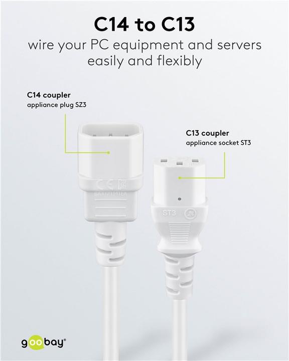 Actual product image Goobay Cold device extension, 0.5 m, white (0.50 m, C13)