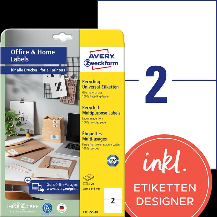 Produktbild Avery Recycling Etiketten, Home Office, Kleinpackung