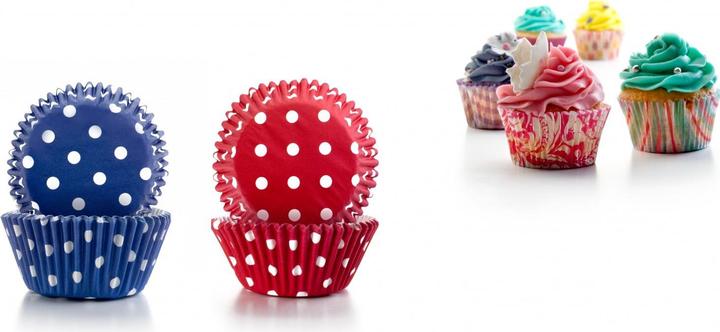 Produktbild Ibili Muffinform Punkten blau, lila Baking cups 7,5x4 cm Für Cupcakes, Muffins und Desserts