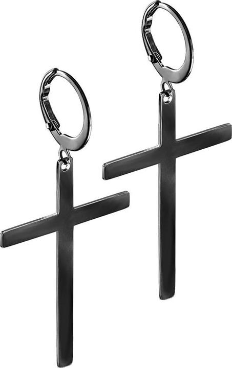 Image du produit Star Piercing Boucles d'oreilles noir pendentif croix (sans laiton, Acier chirurgical 316L)