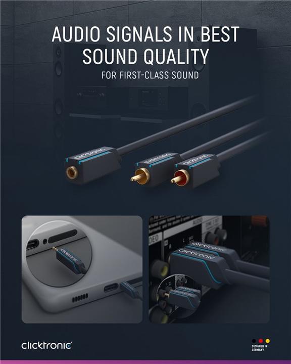 Produktbild clicktronic MP3 Y-Adapter (0.10 m, 3.5mm Klinke (AUX), Cinch)