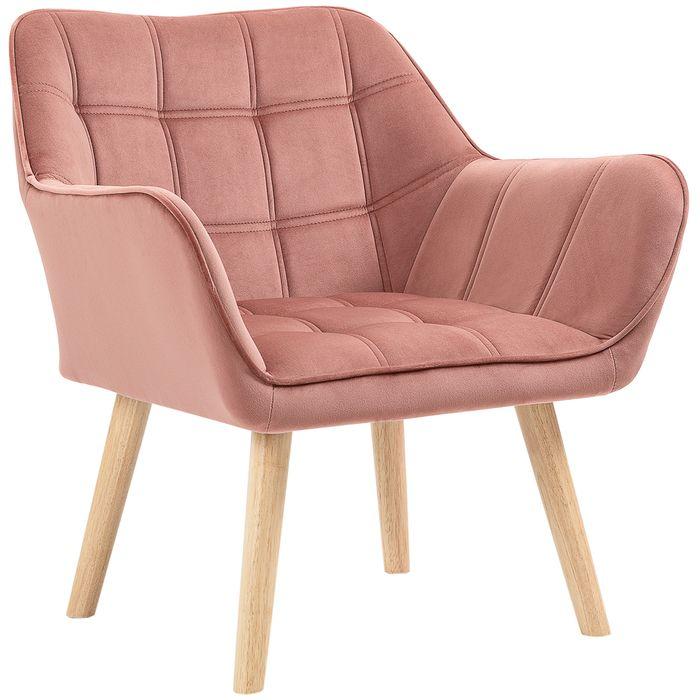 Produktbild Swisshandel24 Einzelsessel Relaxsessel mit Samtoptik, erhöhte Beine skandinavisch Polstersessel, Rosa