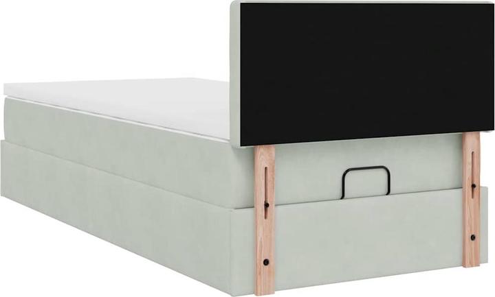 Produktbild VidaXL Ottoman-Bett mit Matratze Hellgrau 90x200 cm Samt (90 x 200 cm)