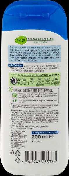 Produktbild dm alverde Anti-Schuppen Bio-Paranuss Bio-Rosmarin (200 ml, Flüssiges Shampoo)