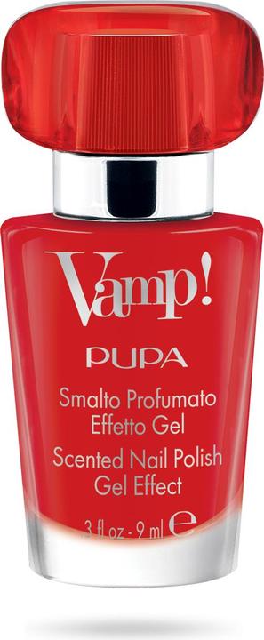 Actual product image Pupa Milano Vamp! Scented Nail Polish sensual red 202 (202, Gel-Effect Nail Polish)