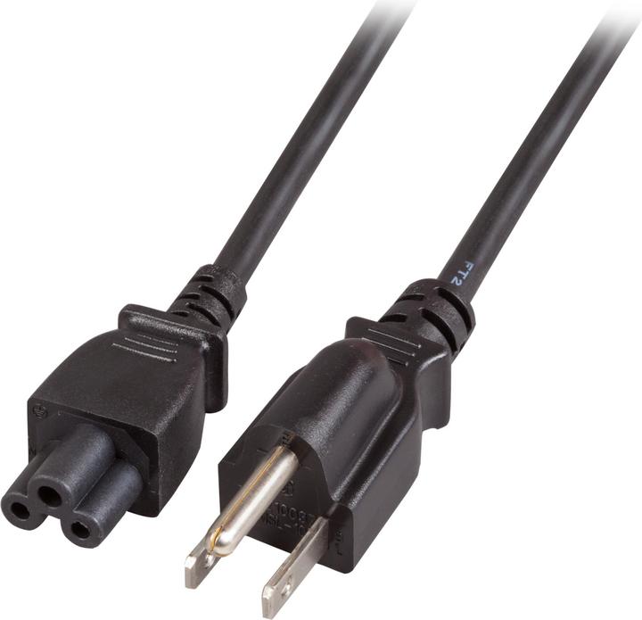 Produktbild EFB Elektronik EFB Netzkabel USA/NEMA 5-15P-C5 180°,sw,1.8m,SVT AWG18x3C (EK497.1,8) (1.80 m)