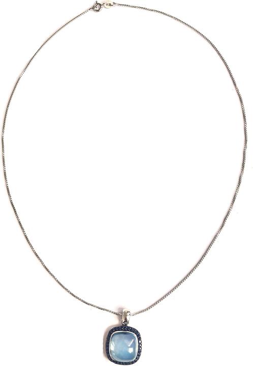 Image du produit Xen Pendentif avec chaîne opale bleue Cushion cabochon 45 cm 925 argent (Argent sterling 925, 45 cm)