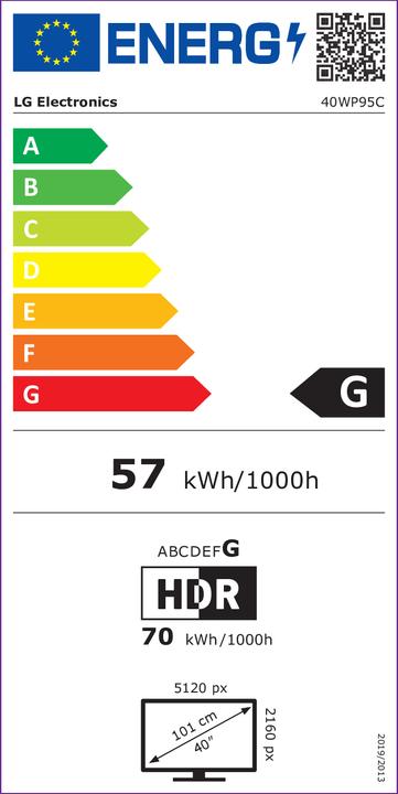 Energielabel LG 40WP95C-W (5120 x 2160 pixels, 40")