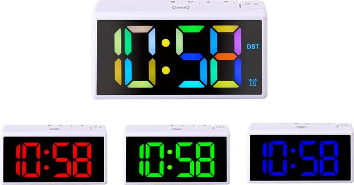Actual product image Trevi EC 886 Digital Alarm Clock Large Colour Display White