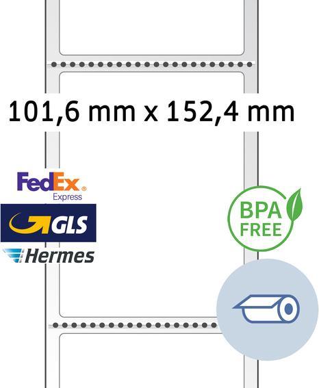 Actual product image HERMA Direct thermal mailing labels, roll, 101.6 x 152.4 mm Carrier perforation after each label, special